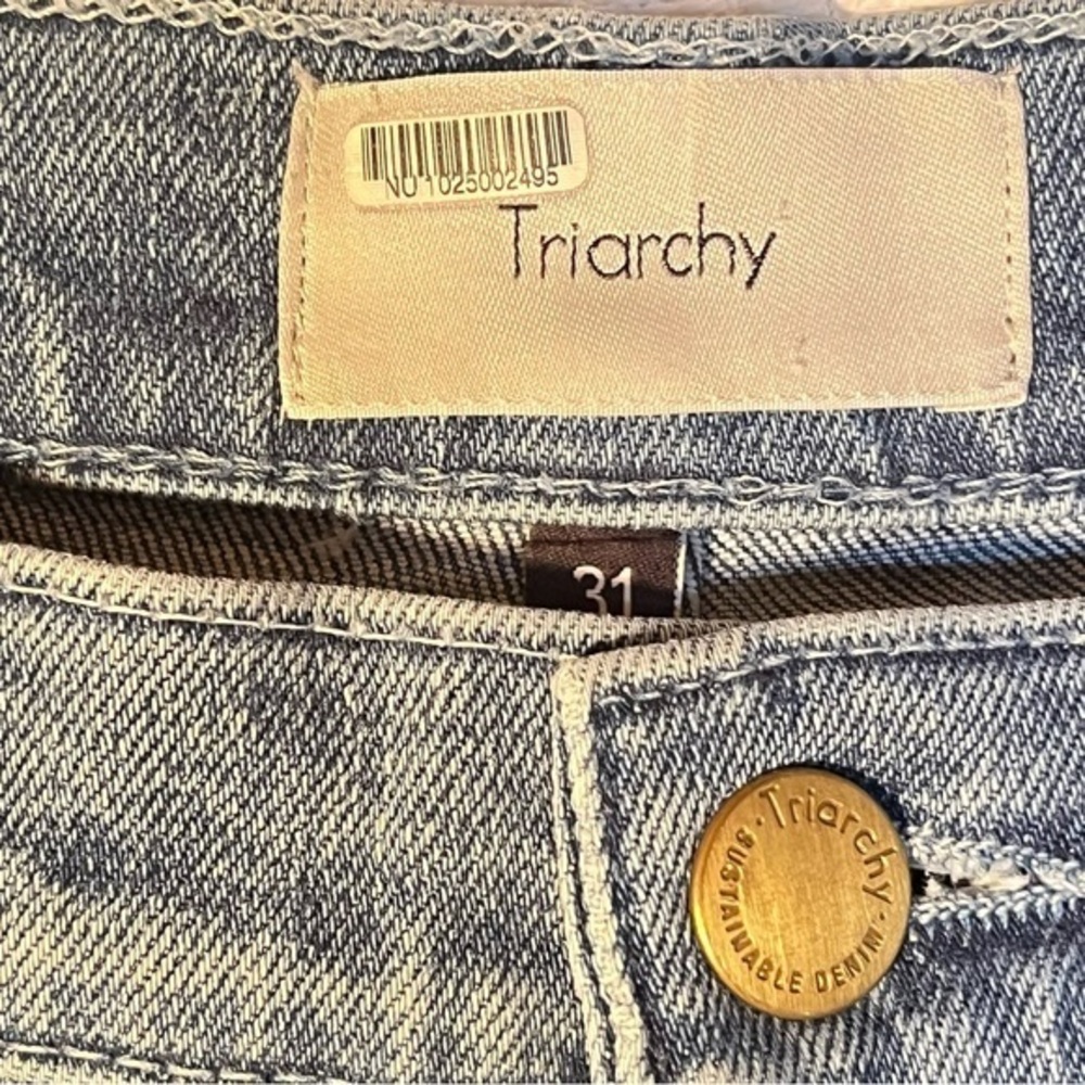 Triarchy V High‎ Rise Straight Leg Blue Jean Women 34x30.5" Zip 5 Pocket - Picture 2 of 16